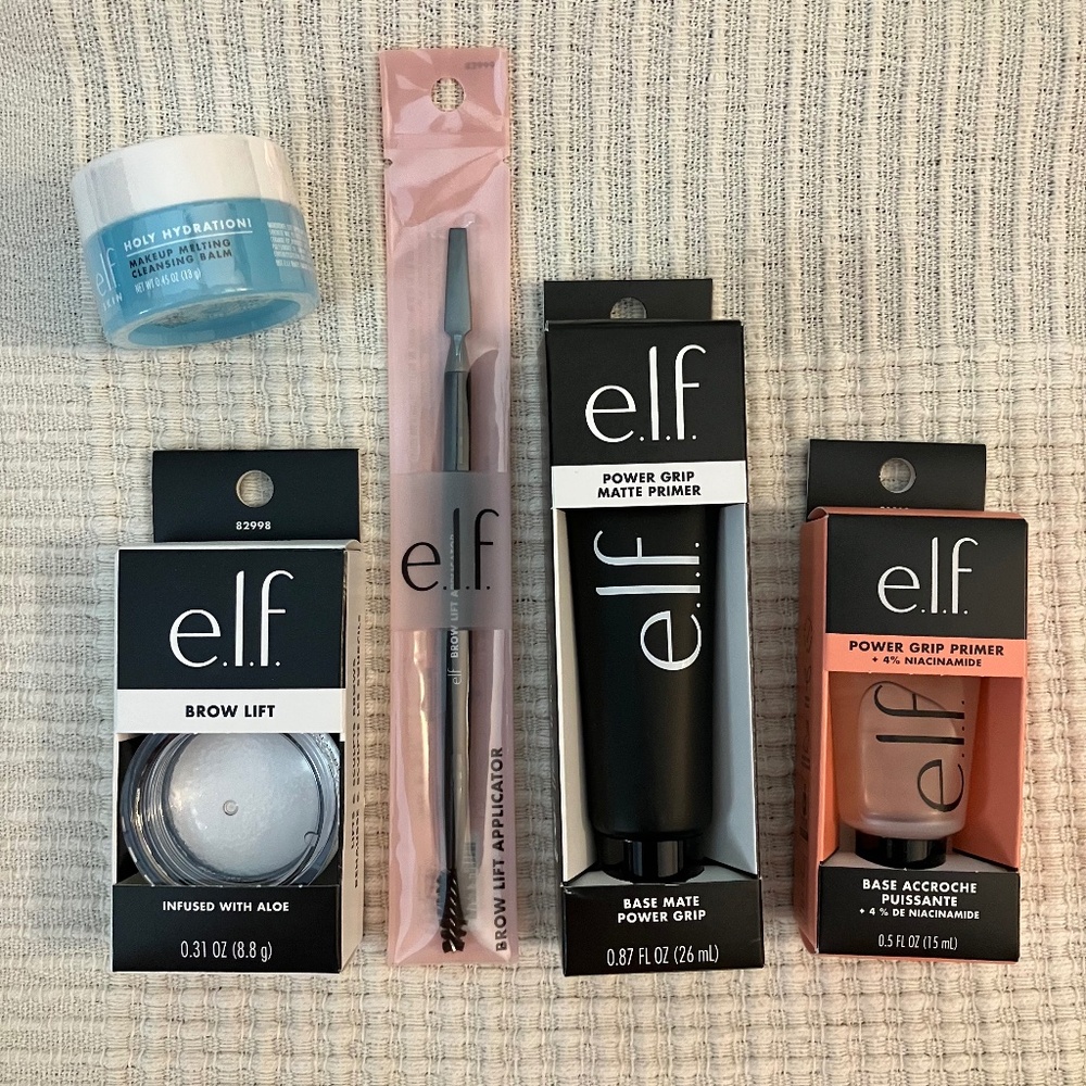 elf Makeup Bundle Brow Lift Brush Applicator Power Grip Matte Primer Niacinamide